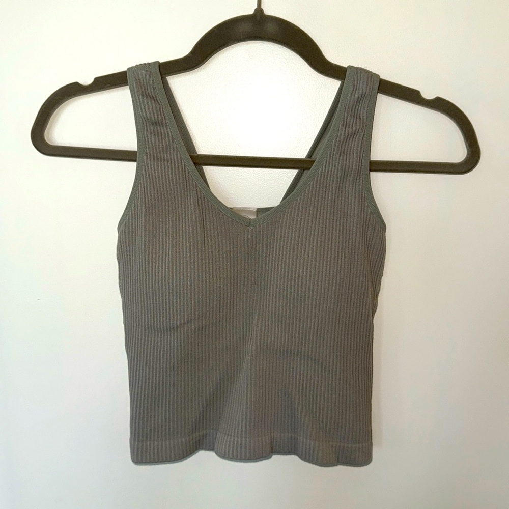 Sage Green Ribbed Women's Tank Top